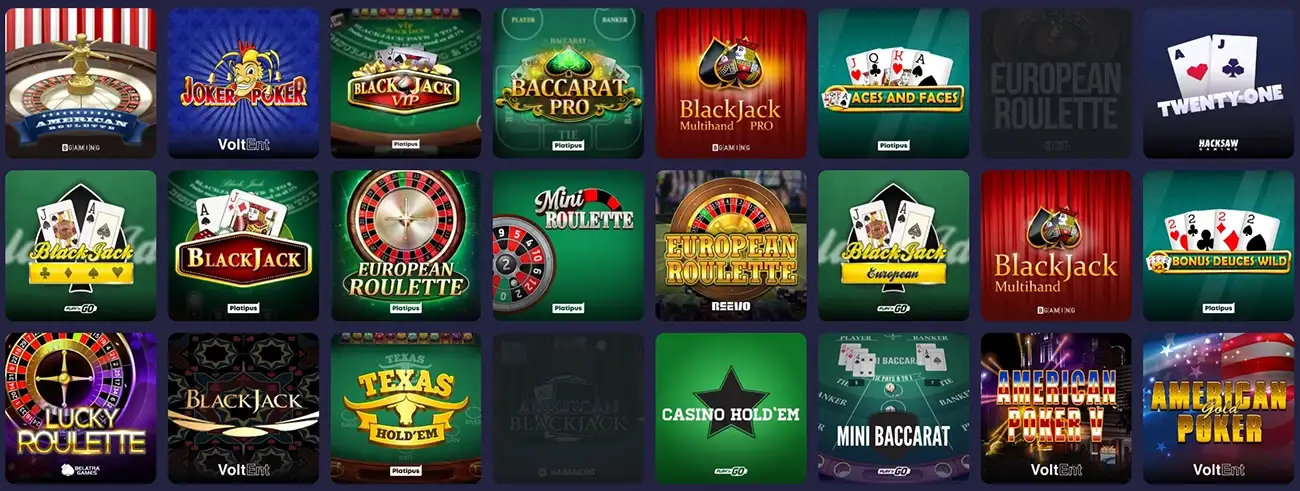 BinoBet Casino Tafelspellen